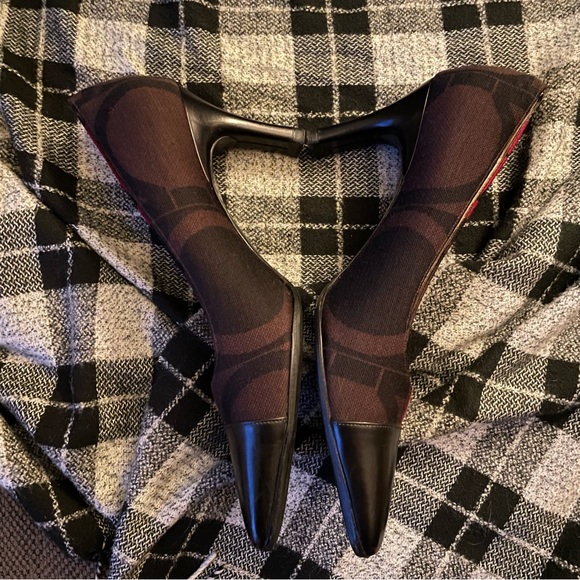 Salvatore Ferragamo Black / Brown / Red Fabric Heels 9B Vintage - Picture 9 of 14